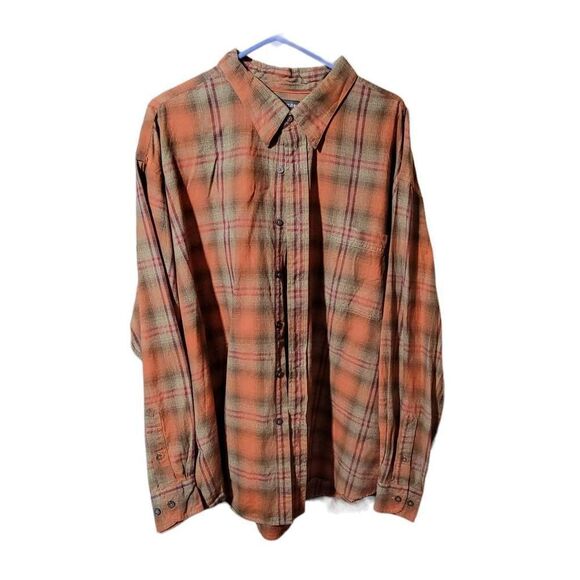 ST. Johns Bay Orange Plaid Long Sleeve XXXL Buttondown Shirt - Picture 1 of 2